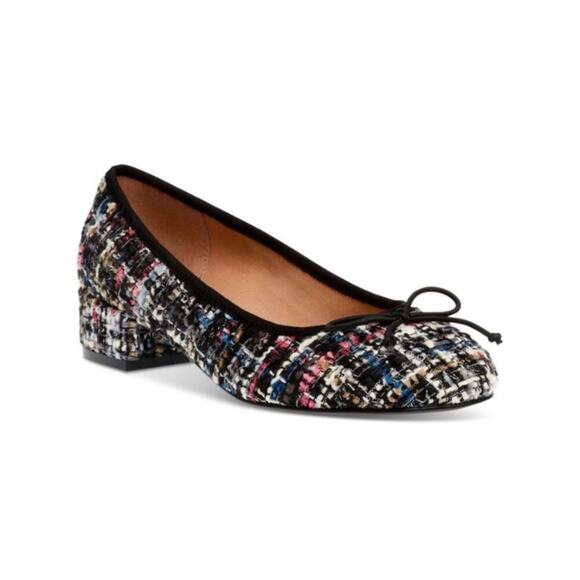 Steve Madden Shoes - Steve Madden Black Cherish Tie Block Heel Slip On Tweed Ballet Flats size 7.5
